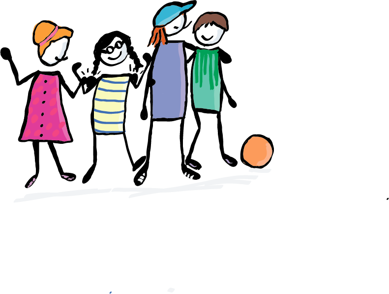 Eine Gruppe von Menschen sitzt auf einer Bank. Zwei Personen stehen hinter der Bank. Sie tauschen Visitenkarten aus und vernetzen sich.